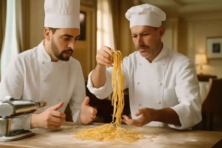 Cosa rende speciale la pasta fresca fatta in hotel? Il procedimento artigianale spiegato dagli chef